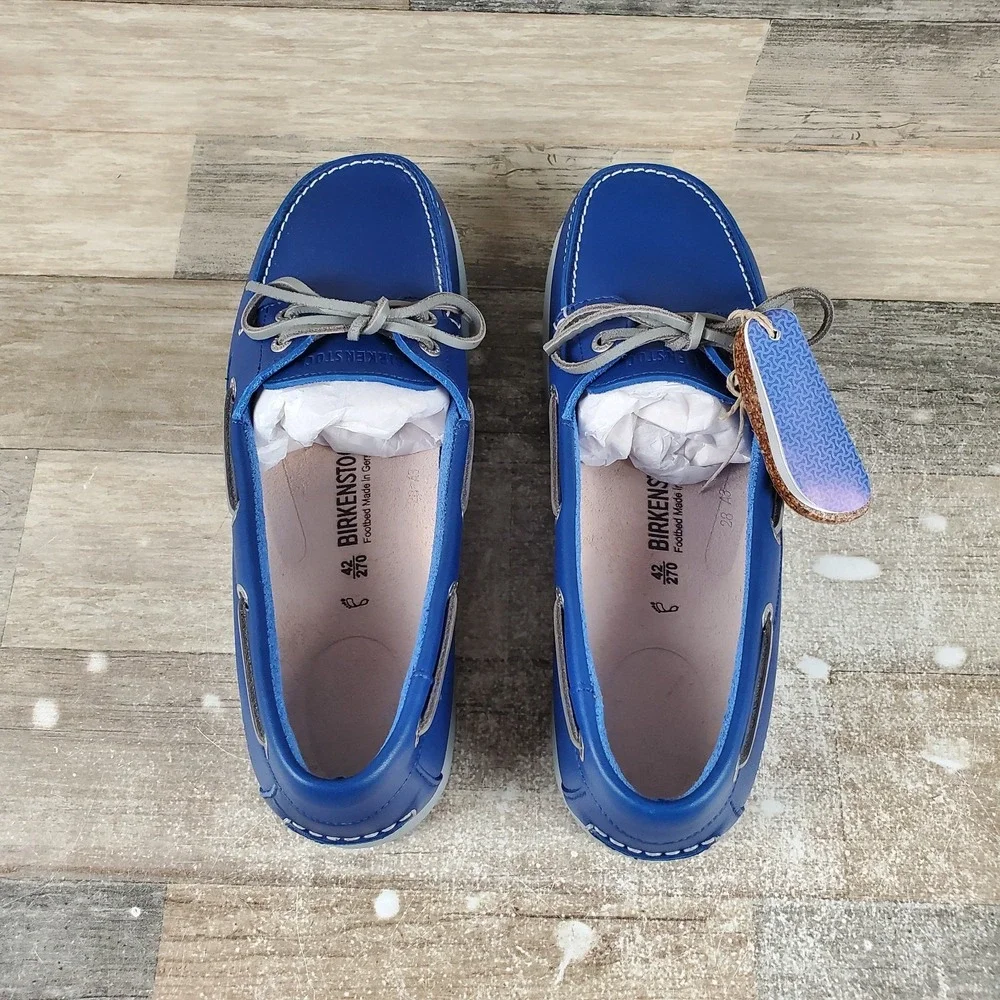 Birkenstock Tennessee Mens Sider Loafers Sz 9 Mid Blue Leather Regular Fit